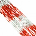 Новогодний дождик Красный с серебром из ПЭТ / 9*100 см (Китай)