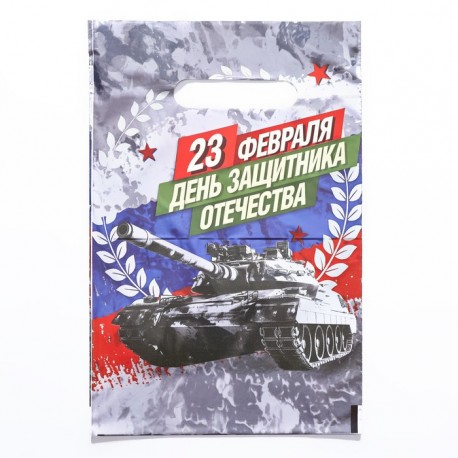 Пакет "День Защитника Отечества", полиэтиленовый с вырубной ручкой, 20х30 см, 30 мкм 10082839