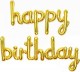 Набор шаров (17''/43 см) Мини-Надпись "Happy Birthday", Золото, 1 шт. в уп.