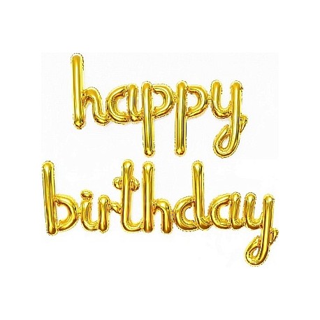 Набор шаров (17''/43 см) Мини-Надпись "Happy Birthday", Золото, 1 шт. в уп.