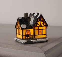 Фигура керамическая световая "Домик с еловой гирляндой" 7 см, 1 LED, AG13*2, Т/БЕЛЫЙ 5133376