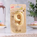Свеча в торт "Грань", цифра "9", золотой металлик, 6,5 см 5928493