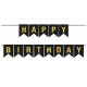 Гирлянда Флажки, Happy Birthday, Черный/Золото, Металлик, 500 см, 16*12 см, 1 упак.