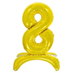 Шар (32''/81 см) Цифра, 8 на подставке, Золото, 1 шт. в уп.