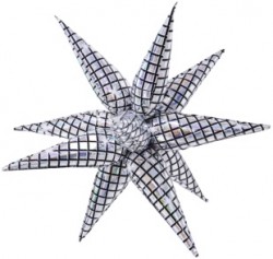 Шар 3D (32''/81 см) Звезда, Составная, Диско, Серебро, Голография, 1 шт. в уп.