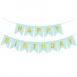Гирлянда Флажки, Happy Birthday (фактура точки), Черный/Золото, Металлик, 500 см, 16*12 см, 1 упак.