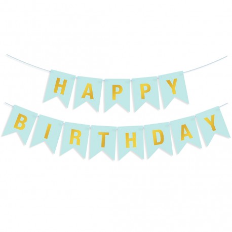 Гирлянда Флажки, Happy Birthday (фактура точки), Черный/Золото, Металлик, 500 см, 16*12 см, 1 упак.