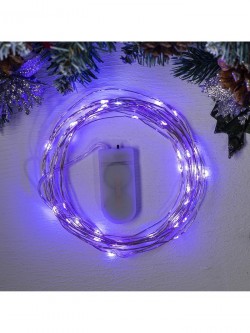 НИТЬ ROSA. IP20, 5 м, Н.С. LED(1608)-50-6V, CR2032x2 (в компл.), фиксинг, ФИОЛЕТ 2433899