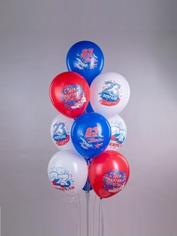 Воздушные шары латексные 12" "Праздник 23 Февраля, Триколор!" 1 ст., 2 цв., набор 25 шт. 10969972