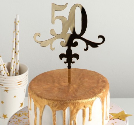 Топпер на торт "50" 13х18 см, цвет золото 2815535