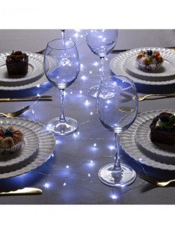 НИТЬ ROSA. "МИШУРА" IP20, 5 м, Н.С. LED(1608)-100-4.5V, ААx3 (не в компл.), 2 режима, БЕЛЫЙ 5198381