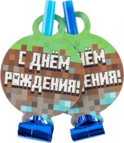 Карнавальные язычки гудки, Пиксели, 11 см, 6 шт. в упак.