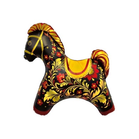 Шар (11''/28 см) Мини-фигура, Лошадка Золотая роспись, 1 шт.