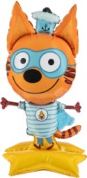 Шар фольгированный 3D Фигура на подставке, Три Кота, Коржик, 122см