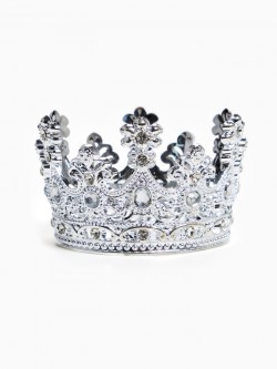 Украшение для торта "Корона", 9х5,5см, цвет серебро с белыми стразами 11019102