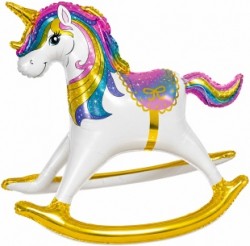 Шар 3D (43''/109 см) Фигура, Единорог Качалка, 1 шт.