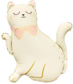 Шар (27''/69 см) Фигура, Кошечка с бантом, Сатин, 1 шт. в уп.