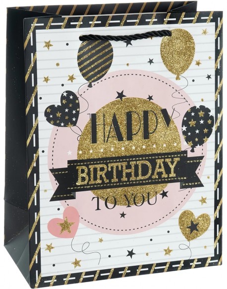 Пакет подарочный, 210гр, Happy Birthday, Лучший День Рождения, Дизайн №4, с блестками, 23*18*10 см,