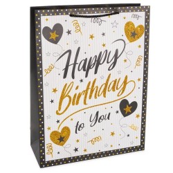 Пакет подарочный, 210гр, Happy Birthday, Лучший День Рождения, Дизайн №3, с блестками, 23*18*10 см,