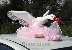 Аист для девочки Н35-00-0503 на крышу 80*60*55см